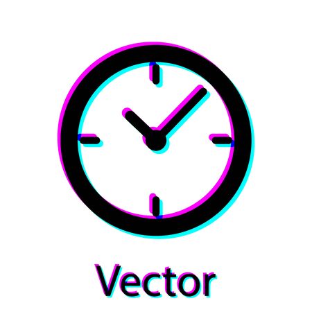 Black Clock icon isolated on white background. Vector Illustrationのイラスト素材