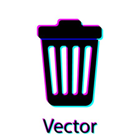 Black Trash can icon isolated on white background. Garbage bin sign. Vector Illustrationのイラスト素材