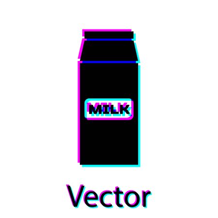 Black Paper package for milk icon isolated on white background. Milk packet sign. Vector Illustrationのイラスト素材