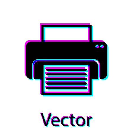 Black Printer icon isolated on white background. Vector Illustrationのイラスト素材