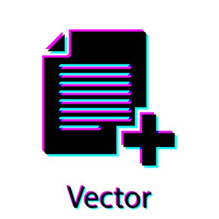 Black Add new file icon isolated on white background. Copy document icon. Vector Illustrationのイラスト素材
