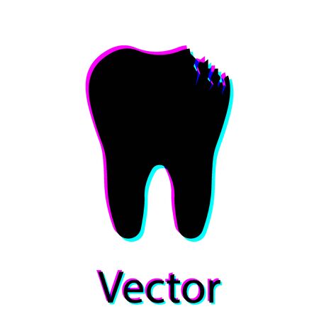 Black Broken tooth icon isolated on white background. Dental problem icon. Dental care symbol. Vector Illustrationのイラスト素材