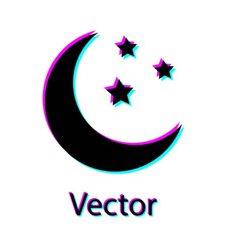 Black Moon and stars icon isolated on white background. Vector Illustrationのイラスト素材
