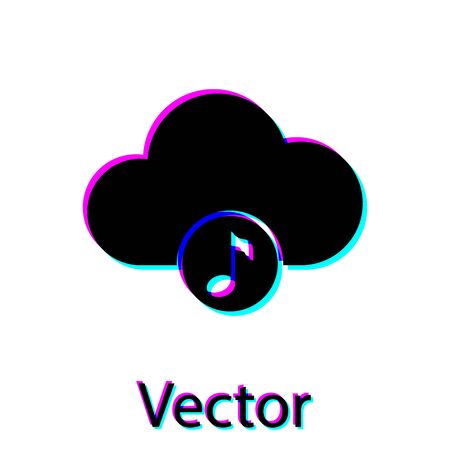 Black Music streaming service icon isolated on white background. Sound cloud computing, online media streaming, online song, audio wave. Vector Illustrationのイラスト素材