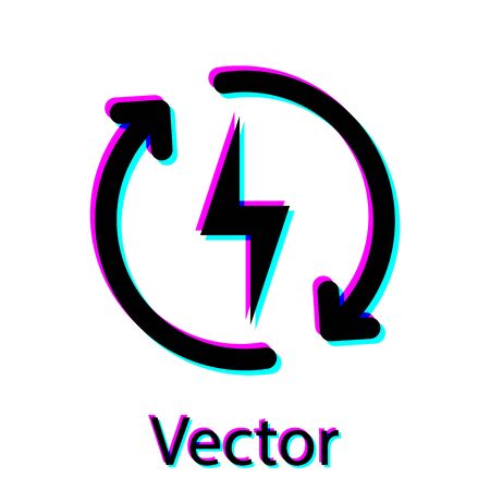 Black Recharging icon isolated on white background. Electric energy sign. Vector Illustrationのイラスト素材