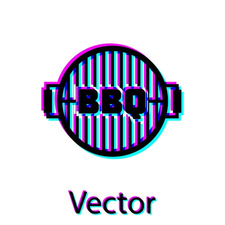 Black Barbecue grill icon isolated on white background. Top view of BBQ grill. Steel grid. Vector Illustrationのイラスト素材