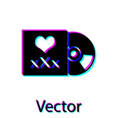 Black Disc with inscription XXX icon isolated on white background. Age restriction symbol. 18 plus content sign. Adult channel. Vector Illustrationのイラスト素材