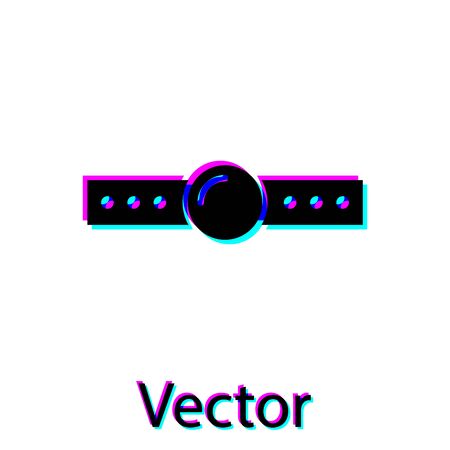 Black Silicone ball gag with a leather belt icon isolated on white background. Fetish accessory. Sex toy for men and woman. Vector Illustrationのイラスト素材