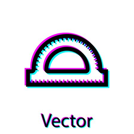 Black Protractor grid for measuring degrees icon isolated on white background. Tilt angle meter. Measuring tool. Geometric symbol. Vector Illustrationのイラスト素材