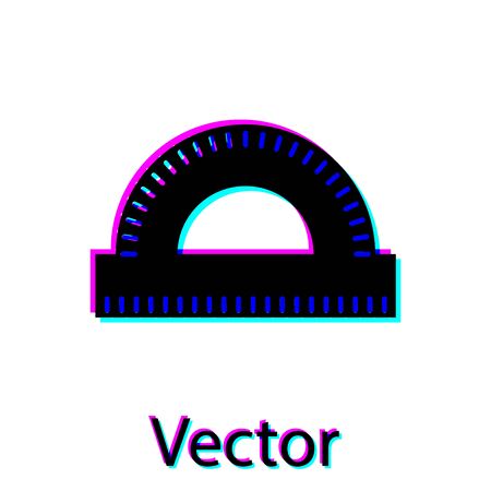 Black Protractor grid for measuring degrees icon isolated on white background. Tilt angle meter. Measuring tool. Geometric symbol. Vector Illustrationのイラスト素材