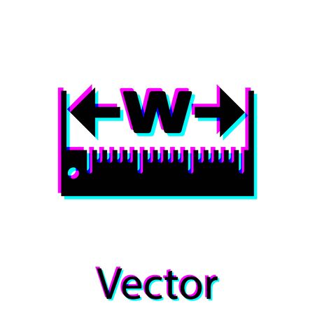 Black The measuring height and length icon isolated on white background. Ruler, straightedge, scale symbol. Vector Illustrationのイラスト素材