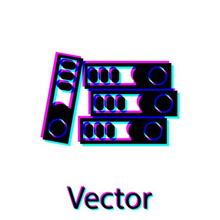 Black Office folders with papers and documents icon isolated on white background. Office binders. Archives folder sign. Vector Illustrationのイラスト素材