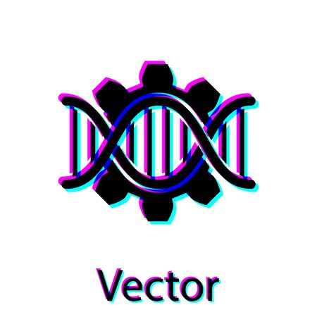 Black Genetic engineering icon isolated on white background. DNA analysis, genetics testing, cloning, paternity testing. Vector Illustrationのイラスト素材