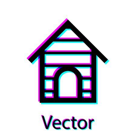 Black Dog house icon isolated on white background. Dog kennel. Vector Illustrationのイラスト素材