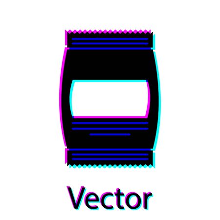 Black Bag of food icon isolated on white background. Food for animals. Pet food package. Vector Illustrationのイラスト素材