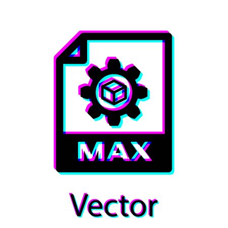 Black MAX file document icon. Download max button icon isolated on white background. MAX file symbol. Vector Illustrationのイラスト素材