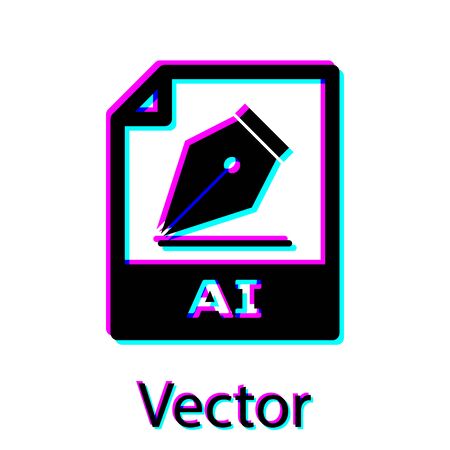 Black AI file document icon. Download ai button icon isolated on white background. AI file symbol. Vector Illustrationのイラスト素材