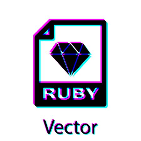 Black RUBY file document icon. Download ruby button icon isolated on white background. RUBY file symbol. Vector Illustrationのイラスト素材