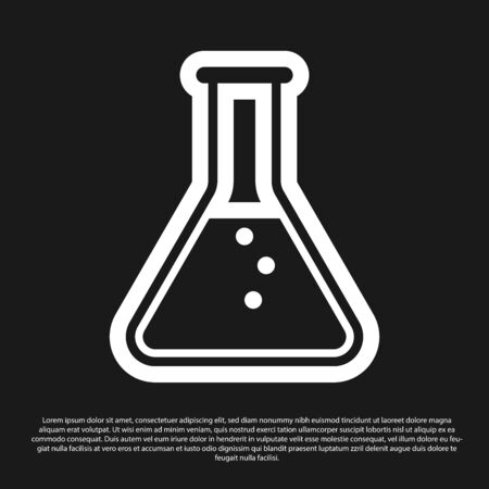 Black Test tube and flask - chemical laboratory test icon isolated on black background. Vector Illustrationのイラスト素材