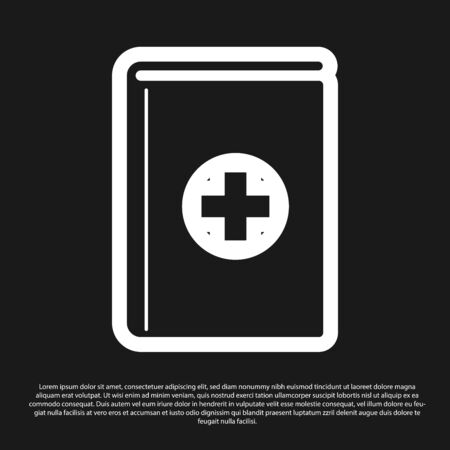 Black Medical book icon isolated on black background. Vector Illustrationのイラスト素材
