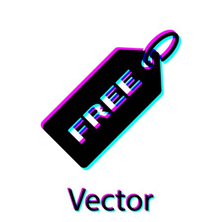Black Price tag with an inscription Free icon isolated on white background. Badge for price. Promo tag discount. Vector Illustrationのイラスト素材