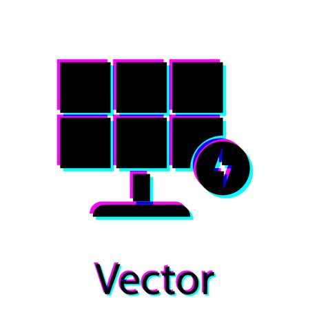 Black Solar energy panel icon isolated on white background. Vector Illustrationのイラスト素材