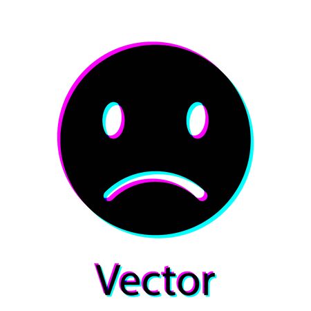 Black Sad smiley icon isolated on white background. Emoticon face. Vector Illustrationのイラスト素材