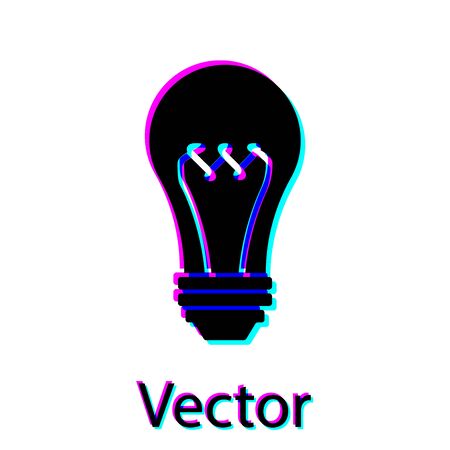 Black Light bulb icon isolated on white background. Energy and idea symbol. Lamp electric. Vector Illustrationのイラスト素材