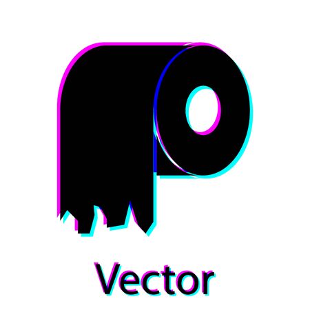 Black Toilet paper roll icon isolated on white background. Vector Illustrationのイラスト素材