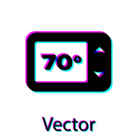Black Thermostat icon isolated on white background. Temperature control. Vector Illustrationのイラスト素材