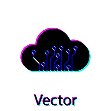 Black Internet of things icon isolated on white background. Cloud computing design concept. Digital network connection. Vector Illustrationのイラスト素材