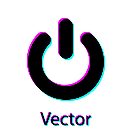 Black Power button icon isolated on white background. Start sign. Flat design. Vector Illustration