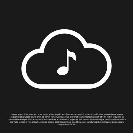Black Music streaming service icon isolated on black background. Sound cloud computing, online media streaming, online song, audio wave. Vector Illustrationのイラスト素材