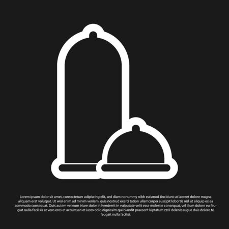 Black Condoms safe sex icon isolated on black background. Safe love symbol. Contraceptive method for male. Vector Illustrationのイラスト素材