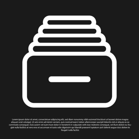 Black Drawer with documents icon isolated on black background. Archive papers drawer. File Cabinet Drawer. Office furniture. Vector Illustrationのイラスト素材
