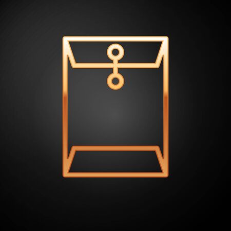 Gold Envelope icon isolated on black background. Email message letter symbol. Vector Illustrationのイラスト素材