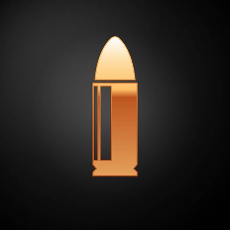Gold Bullet icon isolated on black background. Vector Illustrationのイラスト素材