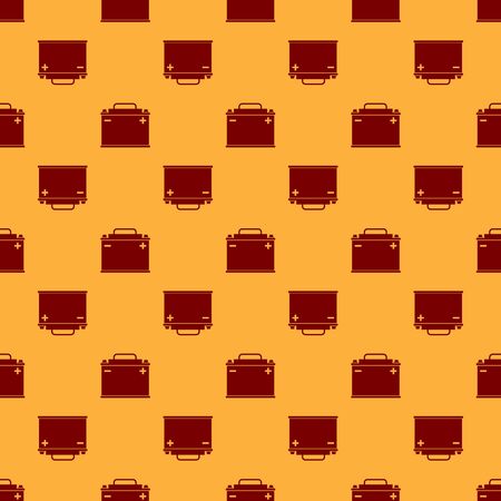 Red Car battery icon isolated seamless pattern on brown background. Accumulator battery energy power and electricity accumulator battery. Flat design. Vector Illustrationのイラスト素材