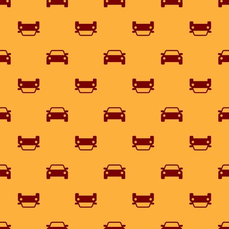 Red Car icon isolated seamless pattern on brown background. Flat design. Vector Illustrationのイラスト素材