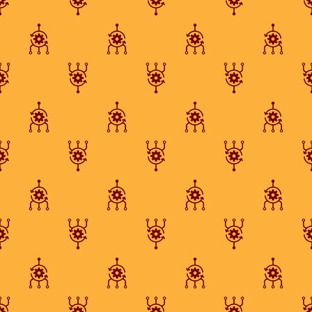 Red Algorithm icon isolated seamless pattern on brown background. Algorithm symbol design from Artificial Intelligence collection. Flat design. Vector Illustrationのイラスト素材