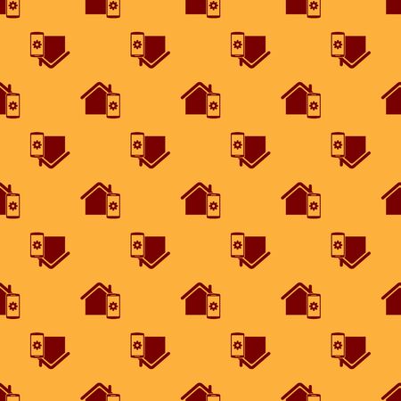 Red Smart home - remote control system icon isolated seamless pattern on brown background. Vector Illustrationのイラスト素材