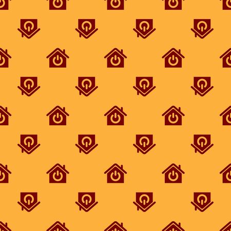 Red Smart home icon isolated seamless pattern on brown background. Remote control. Vector Illustrationのイラスト素材