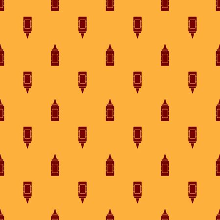 Red Mustard bottle icon isolated seamless pattern on brown background. Vector Illustrationのイラスト素材