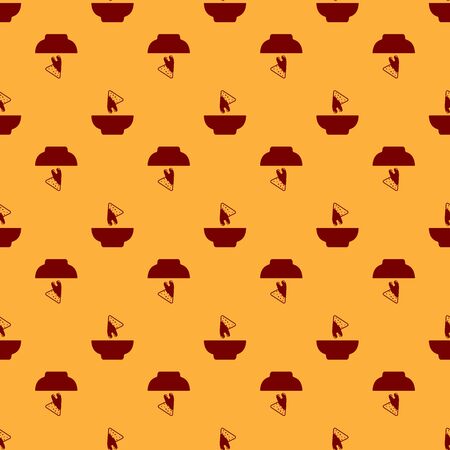 Red Nachos in plate icon isolated seamless pattern on brown background. Tortilla chips or nachos tortillas. Traditional mexican fast food. Vector Illustrationのイラスト素材