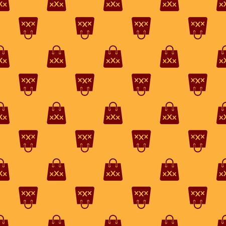 Red Shopping bag with a triple X icon isolated seamless pattern on brown background. Vector Illustrationのイラスト素材