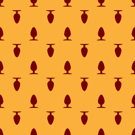 Red Anal plug icon isolated seamless pattern on brown background. Butt plug sign. Fetish accessory. Sex toy for men and woman. Vector Illustrationのイラスト素材