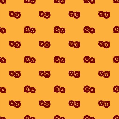 Red Speech bubbles with Question and Answer icon isolated seamless pattern on brown background. Q and A symbol. FAQ sign. Chat speech bubble and chart. Vector Illustrationのイラスト素材