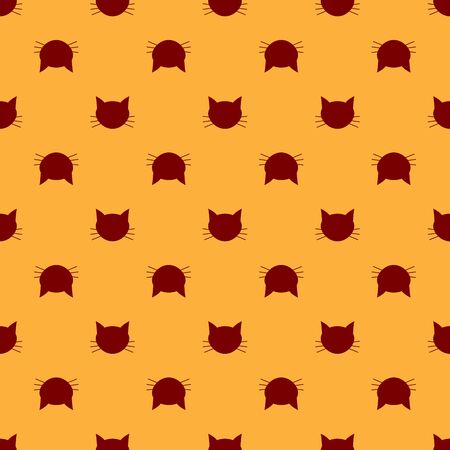 Red Cat icon isolated seamless pattern on brown background. Vector Illustrationのイラスト素材
