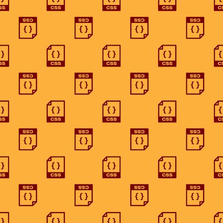 Red CSS file document icon. Download css button icon isolated seamless pattern on brown background. CSS file symbol. Vector Illustrationのイラスト素材