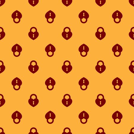 Red Castle in the shape of a heart icon isolated seamless pattern on brown background. Locked Heart. Love symbol and keyhole sign. Vector Illustrationのイラスト素材